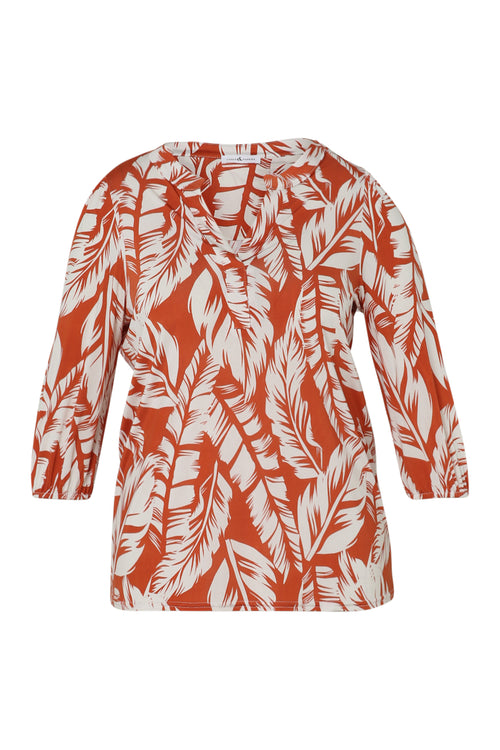 T-shirt imprimé feuilles-Paprika-10
