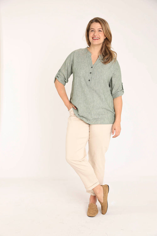 Blouse unie chinée-Paprika-9