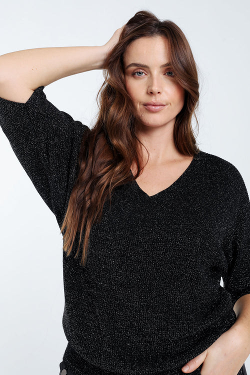 Einfarbiger Pullover mit Lurex-Paprika-6