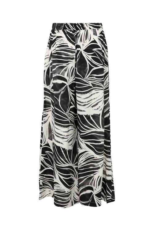 Weit geschnittene Viskosehose mit gezeichnetem Blumenmuster-Paprika-9