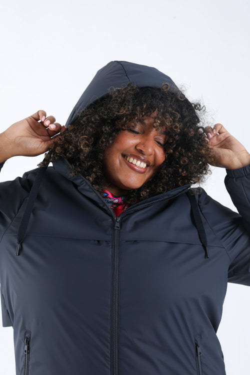 Leichter einfarbiger Midilanger Parka-Paprika-5