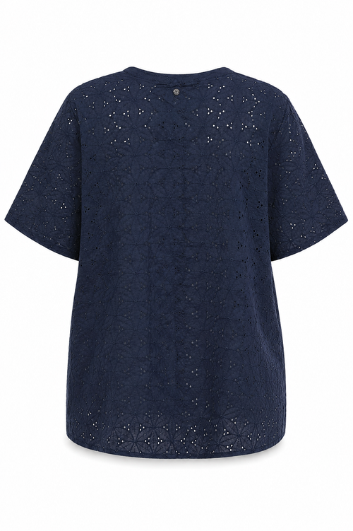 Blouse unie coton dentelle dos-Paprika-2