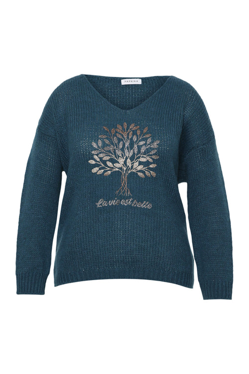 Pull imprimé arbre de vie-Paprika-1