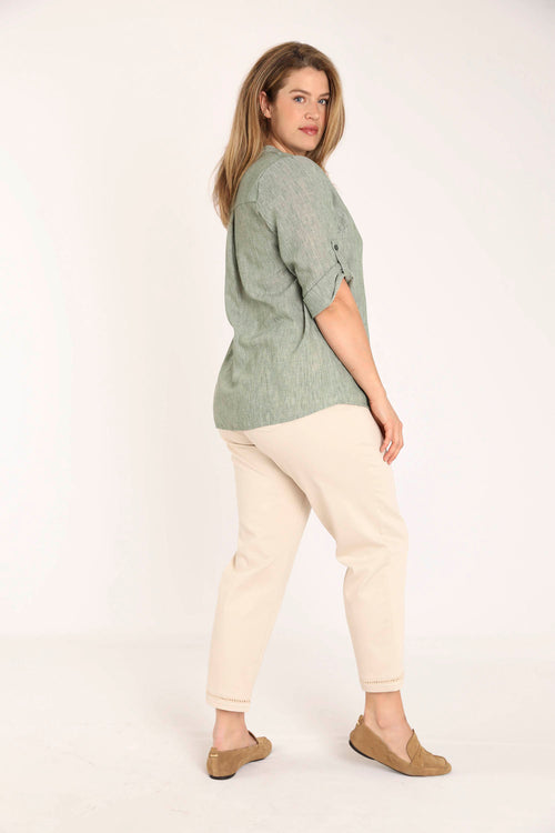 Uni melierte Bluse-Paprika-1