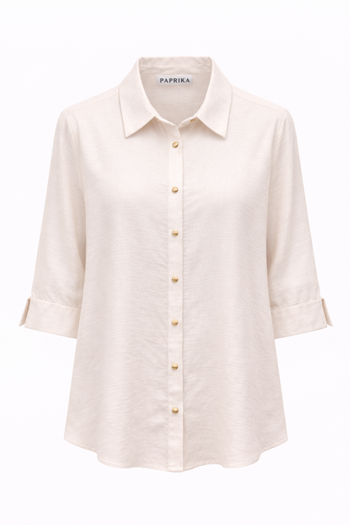 Chemisier en viscose uni-Paprika-1