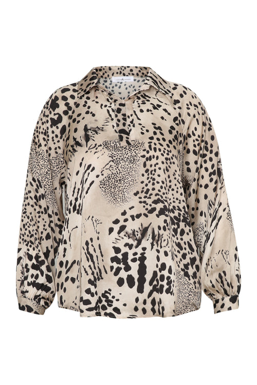 Blouse en viscose imprimé animal-Paprika-1
