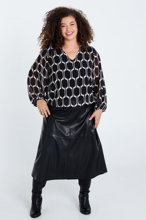 Blouse imprimé graphique-Paprika-9