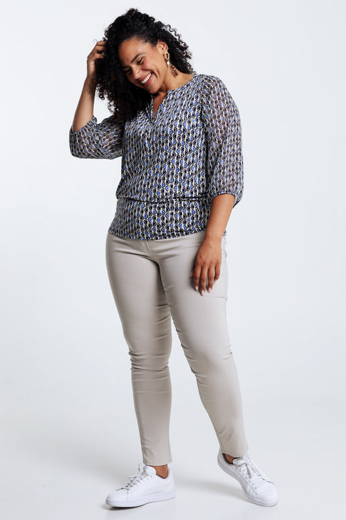 T-Shirt mit goldenem grafischem Muster-Paprika-8