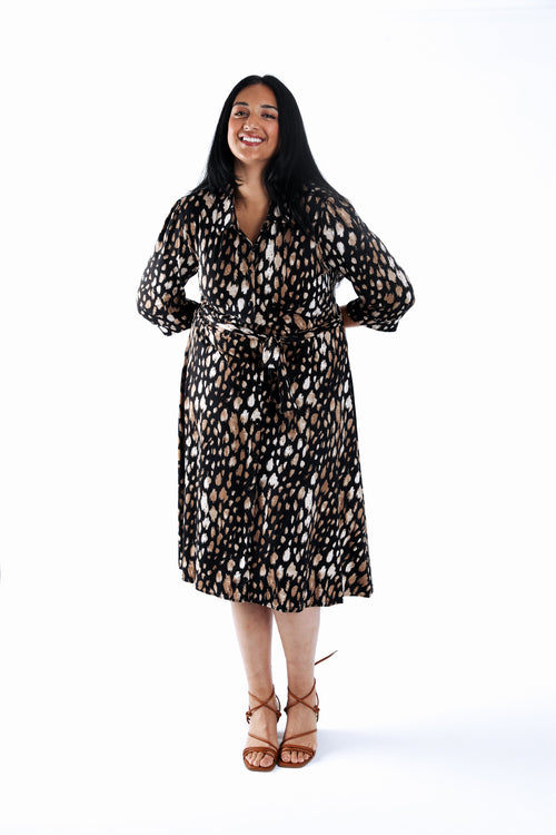 Bedrucktes Hemdkleid mit Animal-Print-Paprika-7