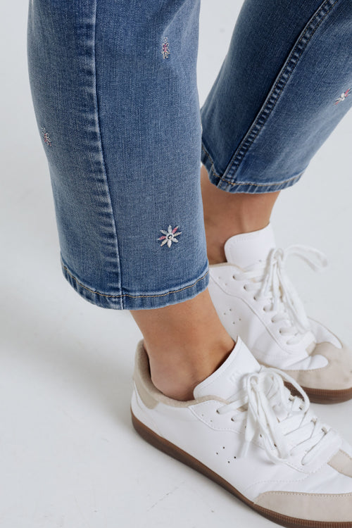 7/8 Slim-Jeans mit gestickten Blumen-Paprika-5