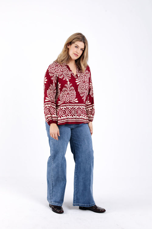 Bluse aus Viskose mit Paisley-Muster-Paprika-5