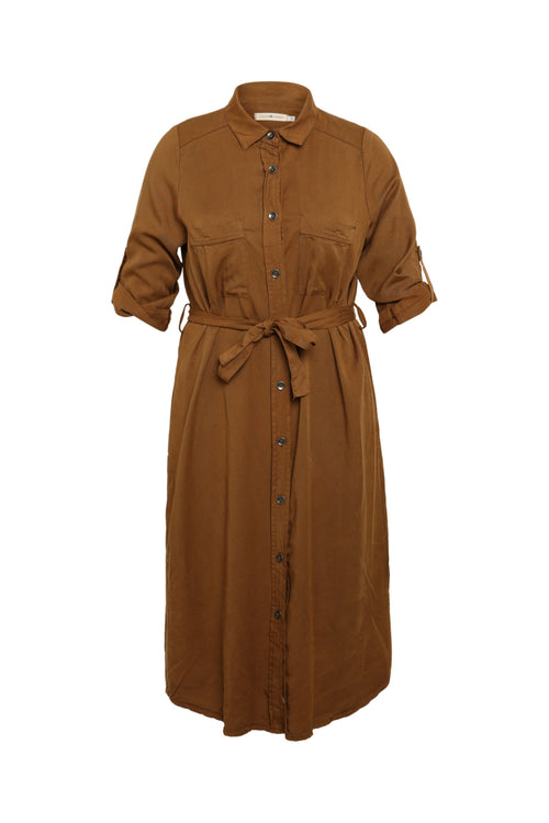 Halblanges, unifarbenes Tunikakleid aus Tencel/Leinen-Paprika-10