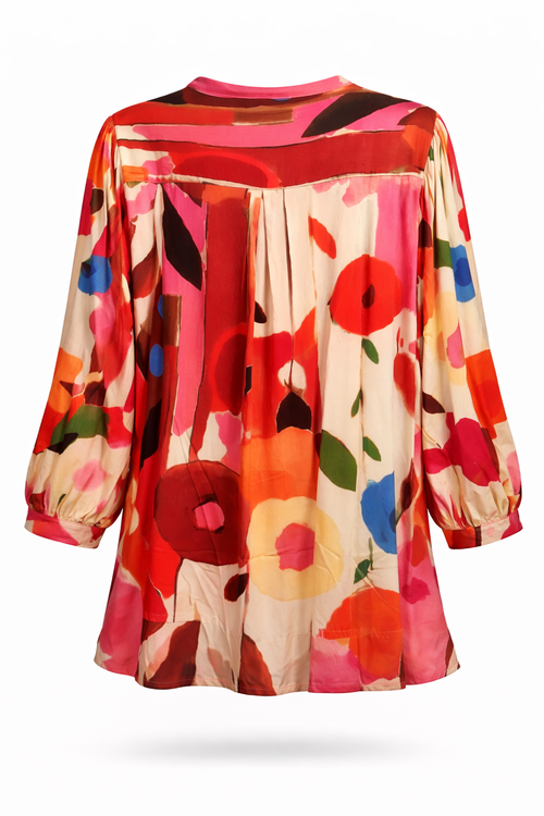 Bluse aus Viskose mit Mohnblumenmuster-Paprika-9