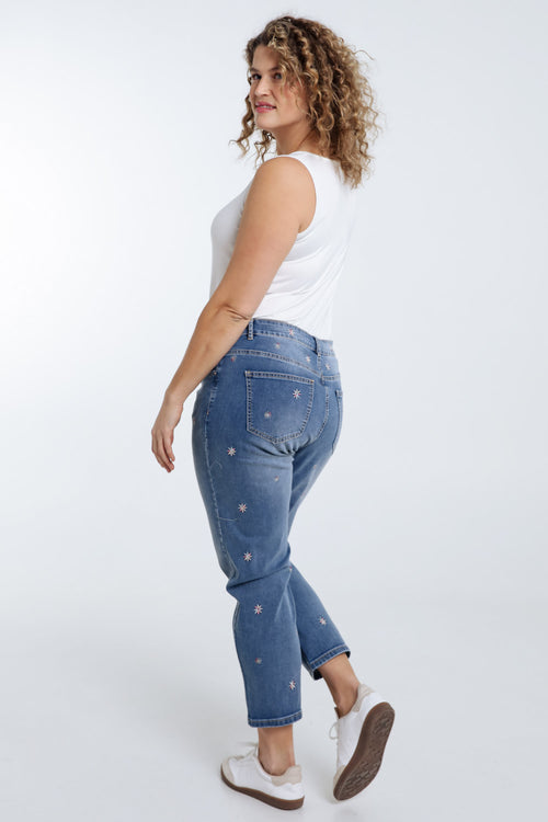 7/8 Slim-Jeans mit gestickten Blumen-Paprika-2