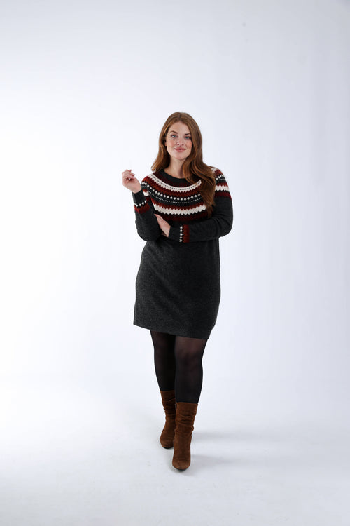 Pulloverkleid mit Jacquardmuster-Paprika-7