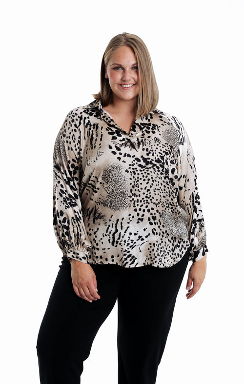 Bedruckte Viskosebluse mit Animalprint-Paprika-1
