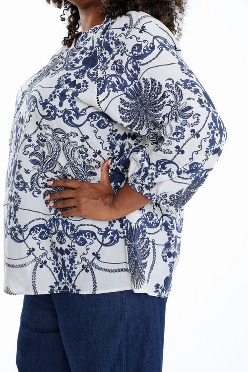 Bluse aus Baumwolle mit floralem Druck-Paprika-6