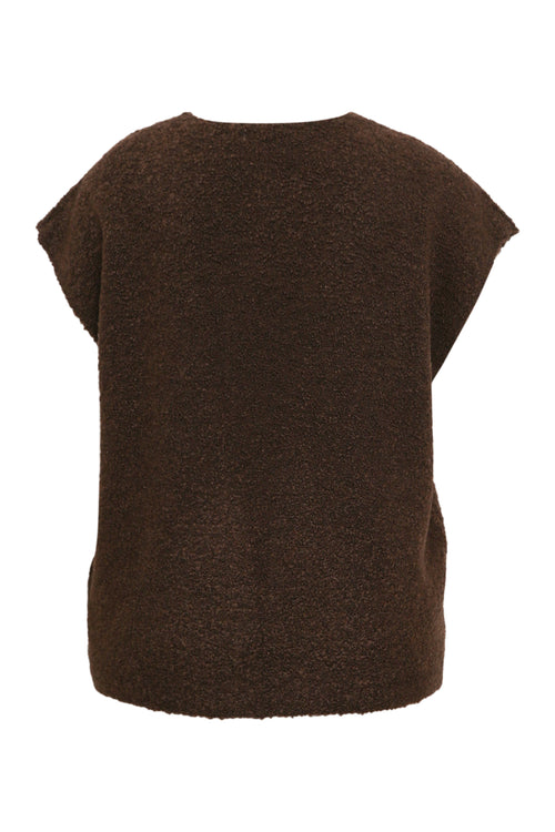 Ärmellose Strickweste aus einfarbigem Bouclé-Strick-Paprika-11