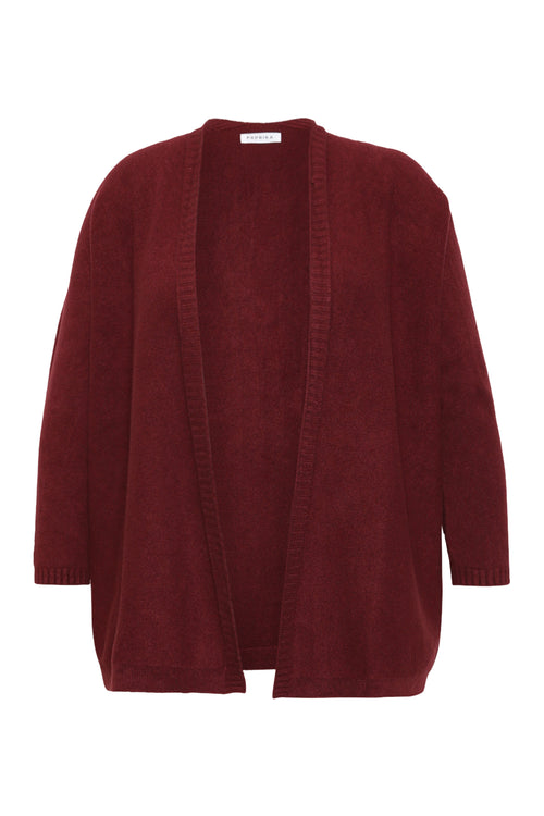 Langer Cardigan aus einfarbiger Viskose-Paprika-1