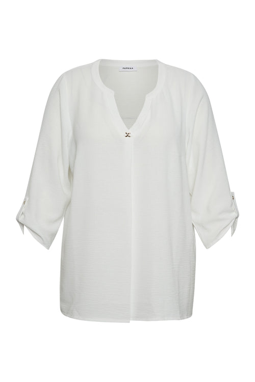 Blouse unie détail bijoux-Paprika-1