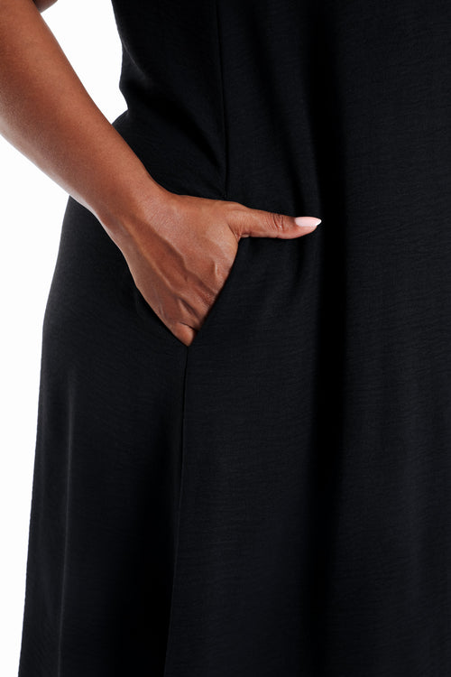 Einfarbiges langes Kleid mit Spitze-Paprika-3