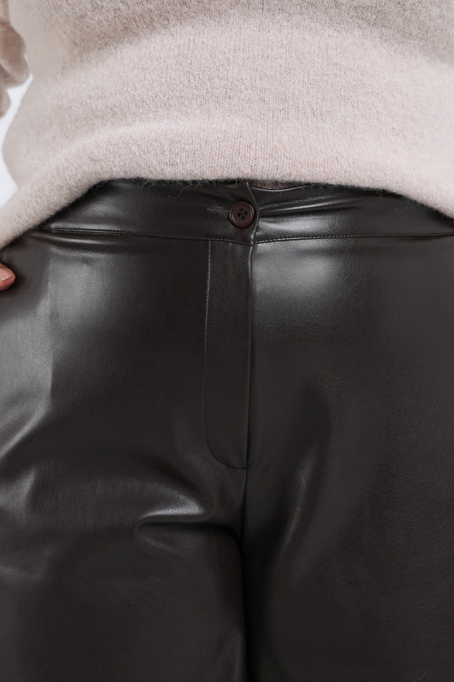 Einfarbige Bermuda mit Lederoptik-Paprika-4