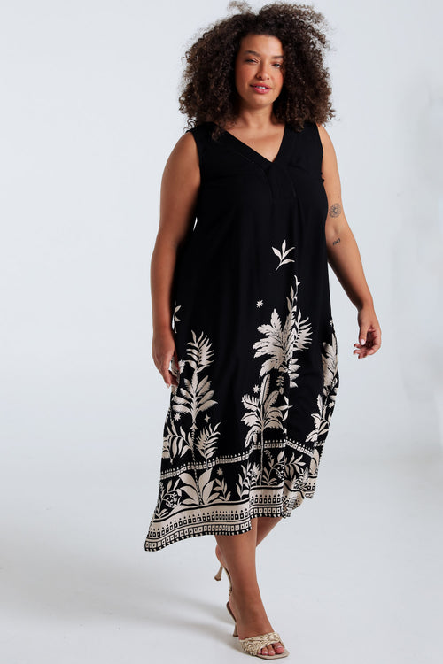 Druckkleid aus Viskose mit Blattmuster-Paprika-8