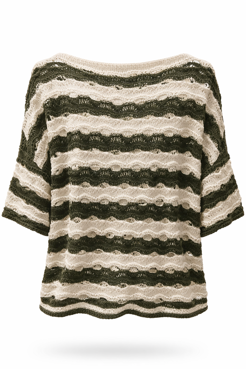 Pull en crochet rayé-Paprika-2