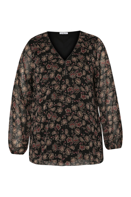 Blouse imprimé fleurs indiennes-Paprika-1