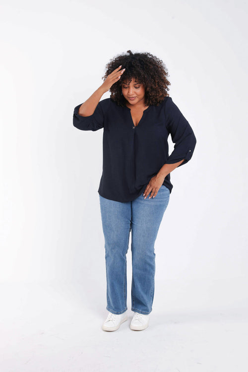 Uni-Bluse mit Schmuckdetail-Paprika-6