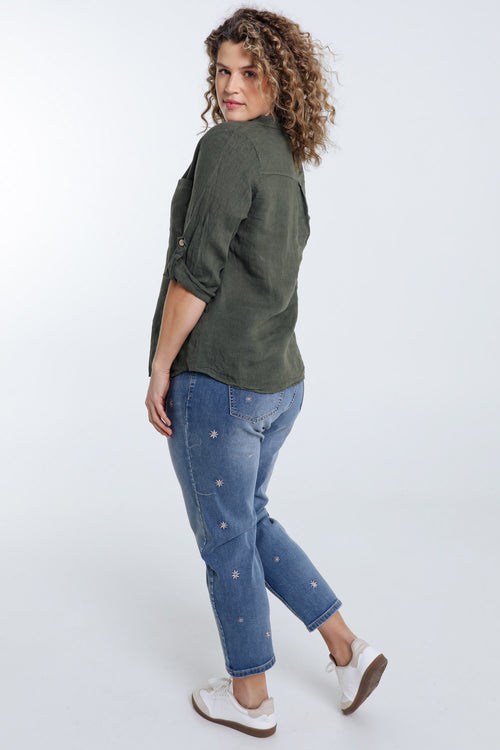 Blouse en lin unie-Paprika-2
