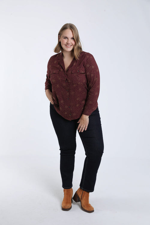 Chemisier en viscose à pois avec détail foil-Paprika-8