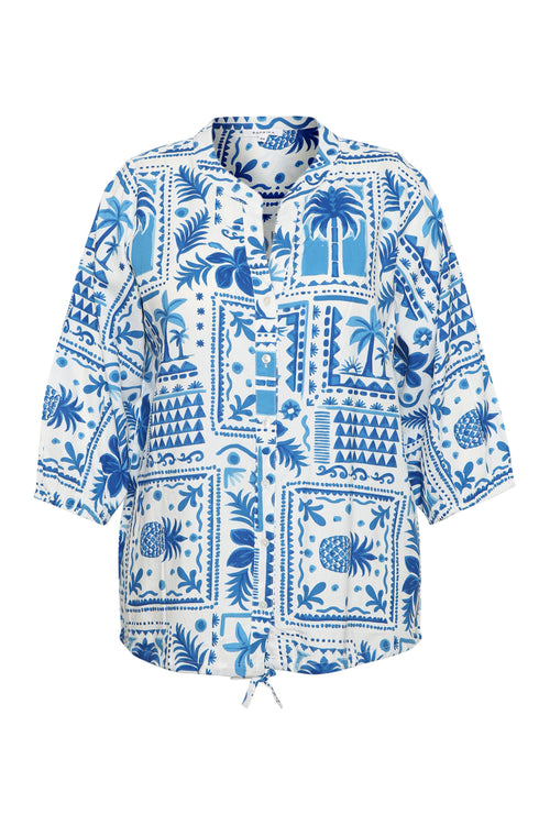 Blouse en viscose imprimé patchwork-Paprika-1