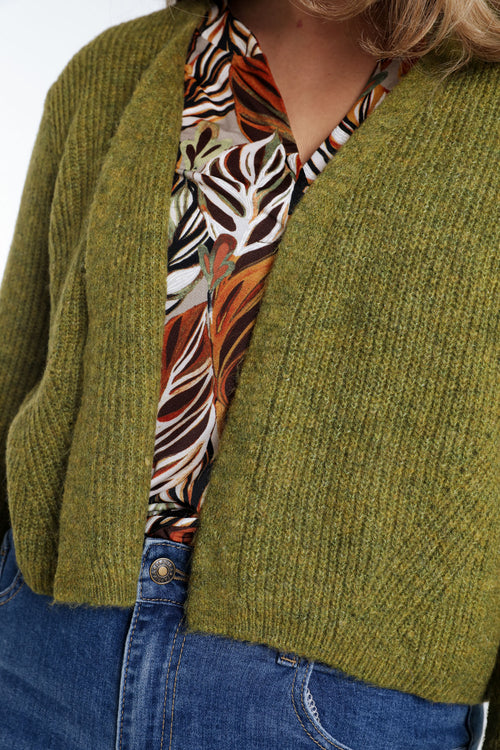 Kurze, unifarbene Strickjacke zum Kleid aus Wolle-Paprika-6