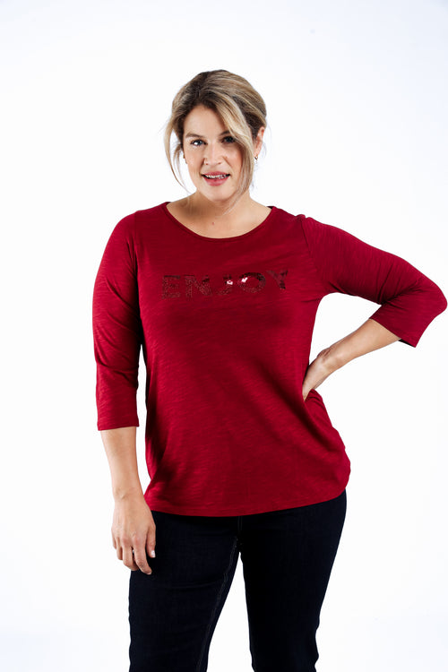 Uni Baumwoll-T-Shirt Enjoy-Paprika-1