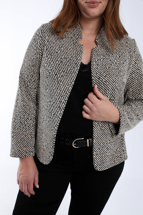 Veste jacquard bicolore avec lurex-Paprika-4