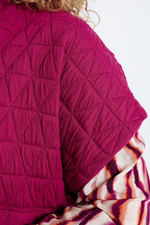 Wattierte einfarbige Kimono-Jacke-Paprika-3