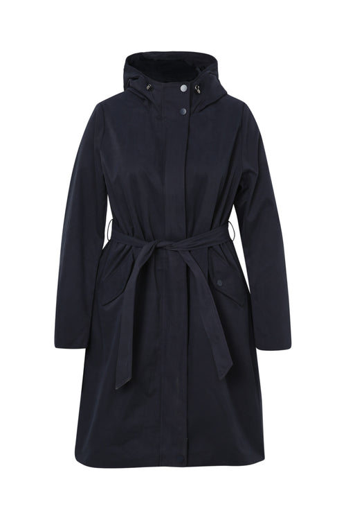 Einfarbiger, mittellanger Trenchcoat mit Kapuze-Paprika-10