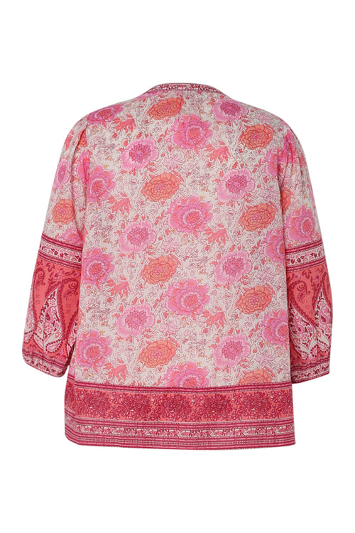 Baumwollbluse mit indischen Blumenmuster-Paprika-11