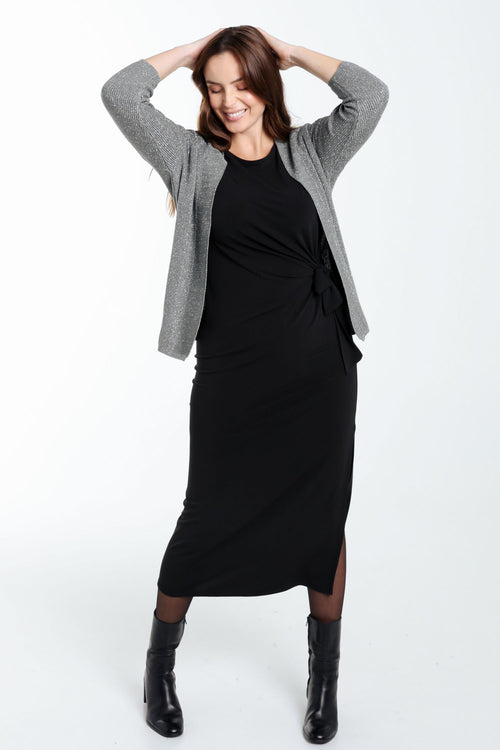 Kurzer, unifarbener Cardigan aus Viskose mit Lurex-Paprika-9