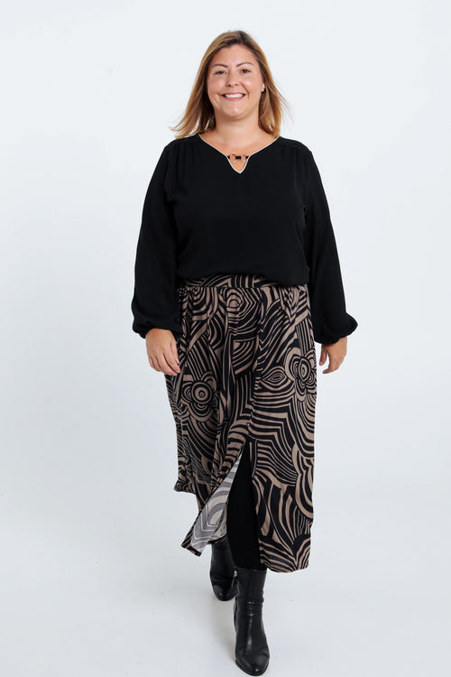 Unifarbenes T-Shirt mit Lurex und Schmuckbesatz-Paprika-7