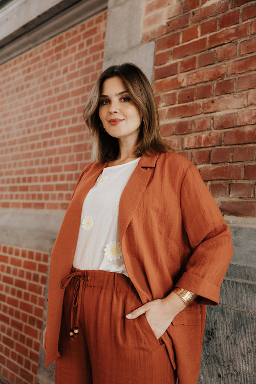 Weicher Blazer aus einfarbiger Viskose-Paprika-1