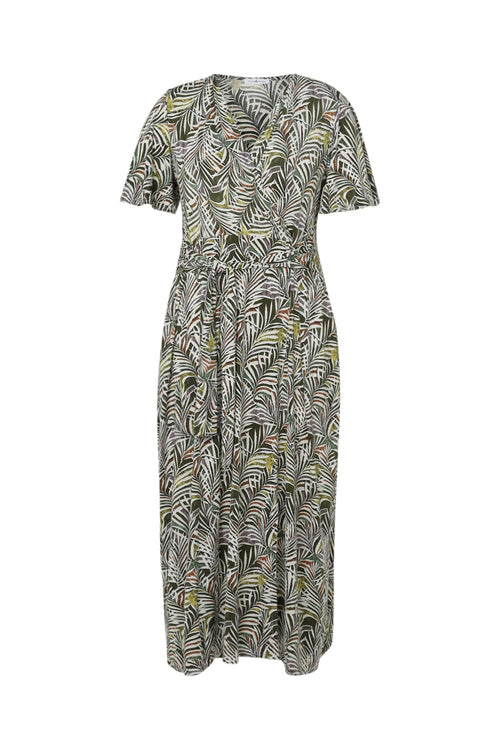 Langes Kleid mit Blätterdruck-Paprika-10