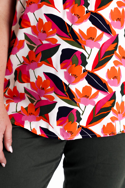 Bluse aus Viskose mit Blumenmuster-Paprika-5