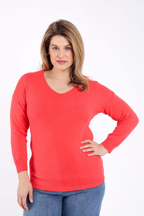 Pullover aus einfarbiger Viskose-Paprika-1