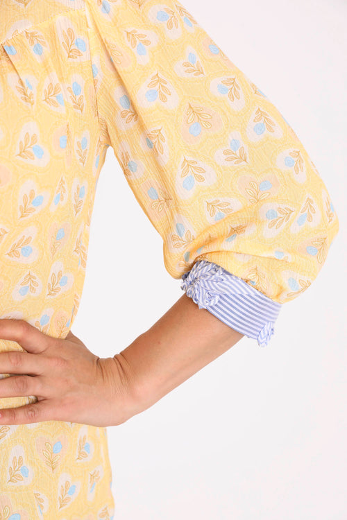 Bedruckte Viskosebluse mit Blumen und Streifen-Paprika-4