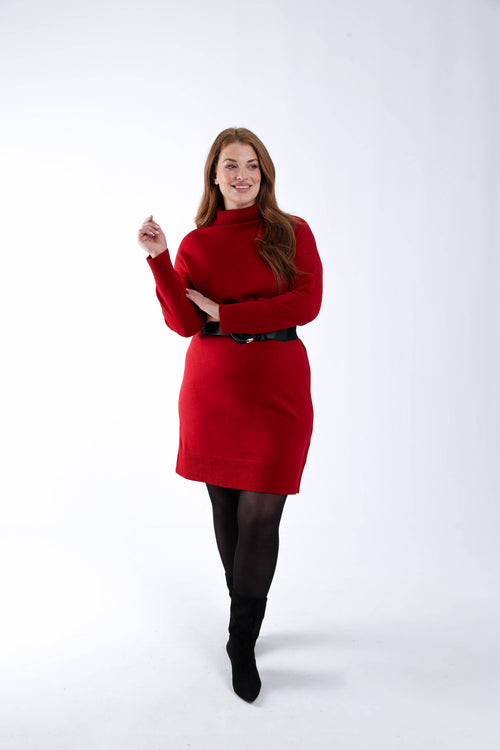 Robe pull unie-Paprika-8