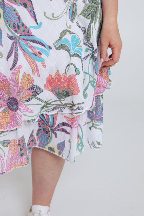 Kleid aus Baumwoll-Gaze mit Blumenmuster-Paprika-5