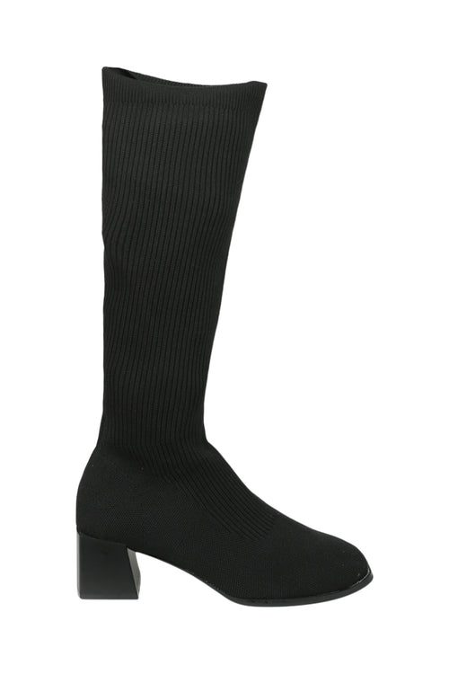 Gestrickte, weite Wadenstiefel mit Blockabsatz-Paprika-5