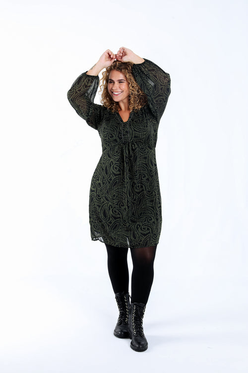 Kurzes Kleid mit folkloristischem Muster-Paprika-7